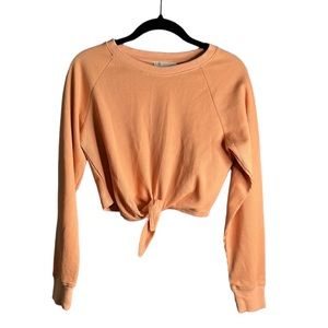 Cupshe Peach Waffle Knit Cropped Tie Front Top Size XS